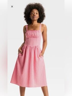 wild fable Pink Gingham Midi Sundress